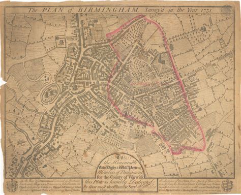 1731 Birmingham Map Birmingham Uk Mappery