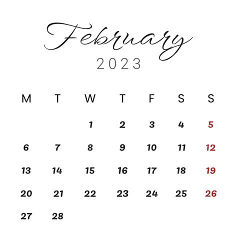 2023 Calendar For February Royalty Free Vector Image