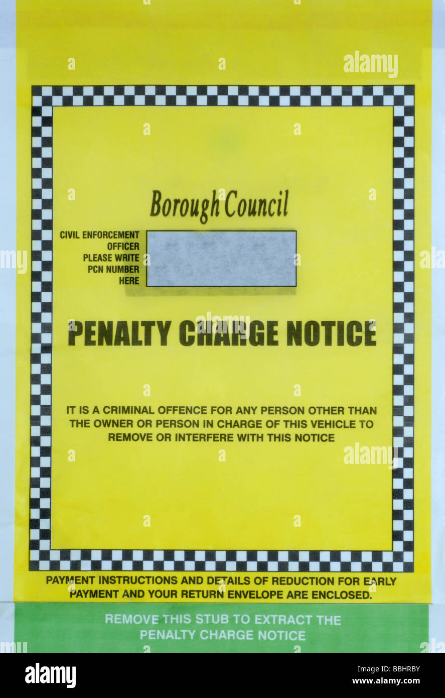 A Penalty Charge Notice Parking Ticket Stock Photo Royalty Free Image