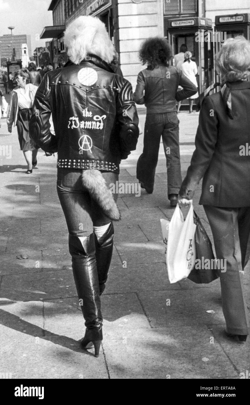 A Young Punk Rocker Walking Down Colmore Road Birmingham With A Fox