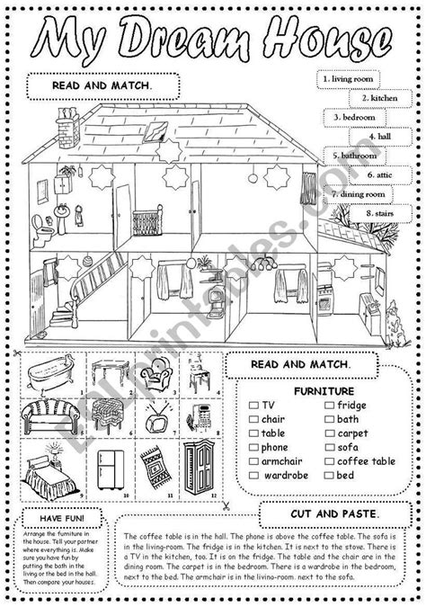 After Matching And Colouring Ss Cut And Paste The Furniture In The House According To The