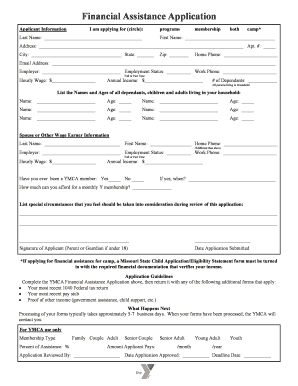 Application For Financial Assistance Pdf Form Formspal