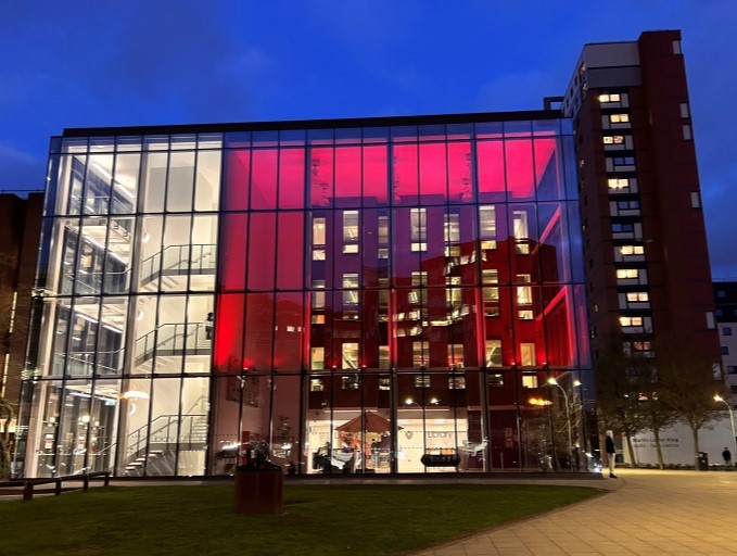 Aston University Library Lights Up Red For World Encephalitis Day