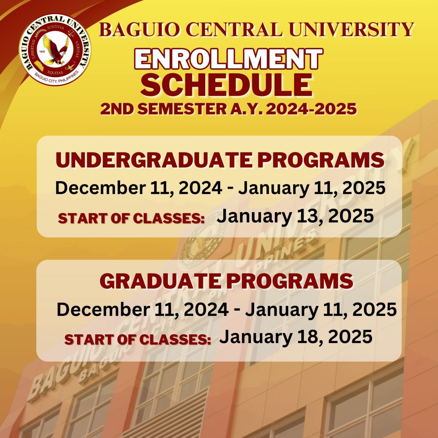 Bcu Semester Dates 2024