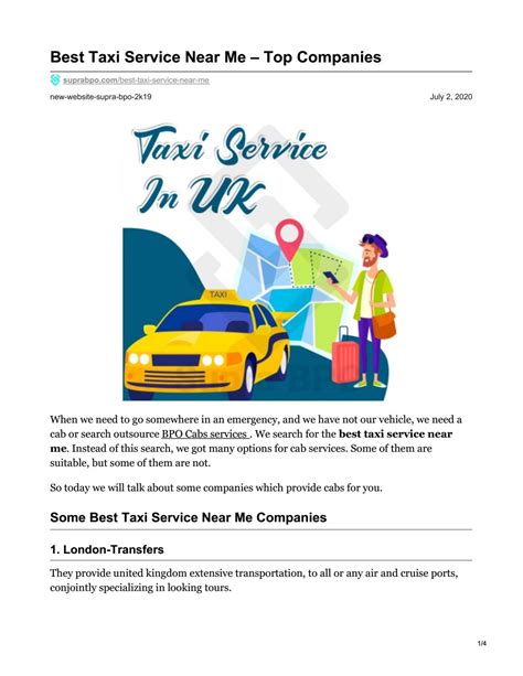 Best Taxi Service Near Me Top Companies By Suprabpocompany Issuu