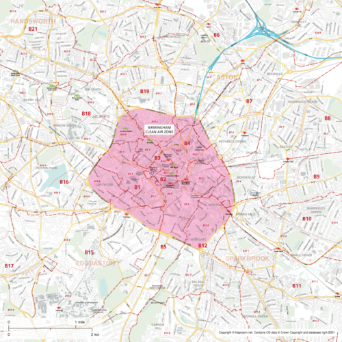 Birmingham Clean Air Zone Area Map 2021 Guide To Ulez And Clean Air Zones Emission Standards