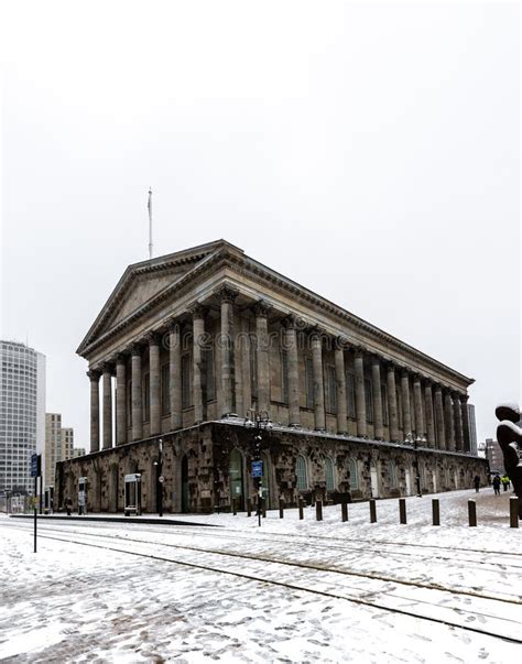 Birmingham Town Hall Building With Snow On The Ground Editorial Stock