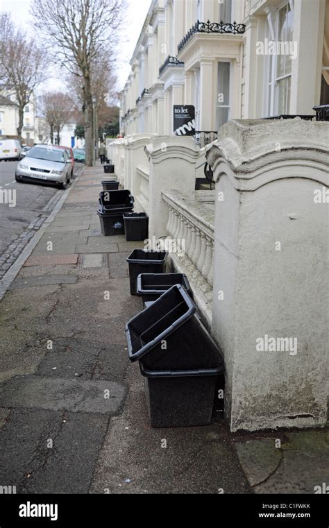 Brighton And Hove City Council Recycling Rubbish Boxes On A Street In