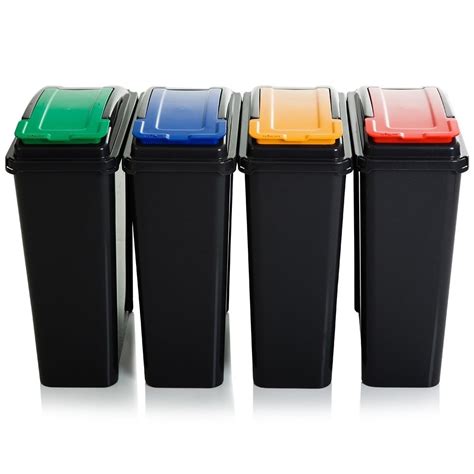 Buy 25Lt Slim Plastic Recycling Bin With Lid Slate Base