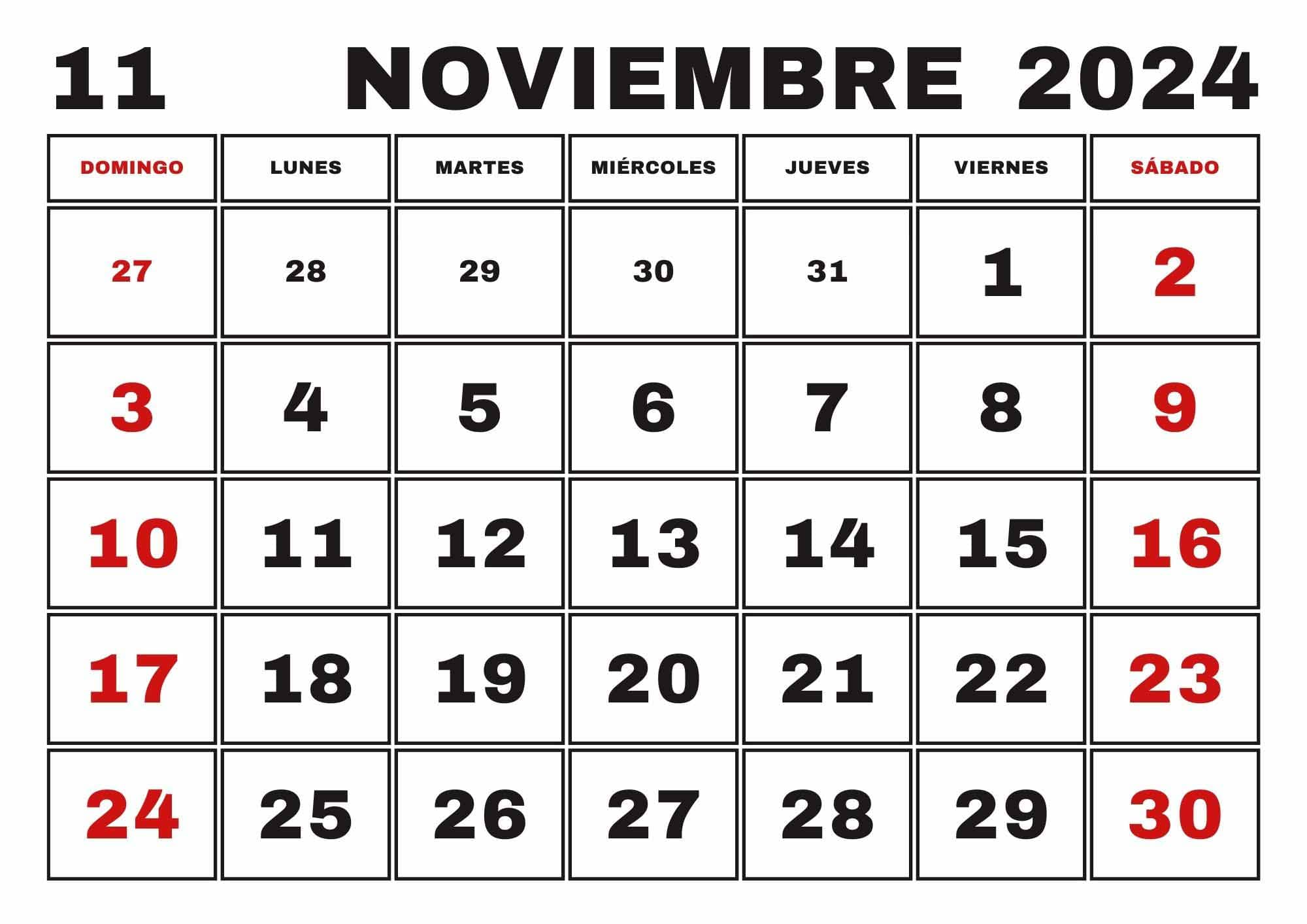 Calendario Del Mes De Noviembre De 2024 Con Dise O Floral Negro Y