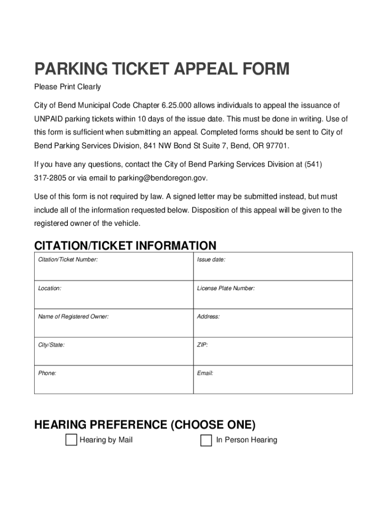 Car Parking Appeal Letter Template