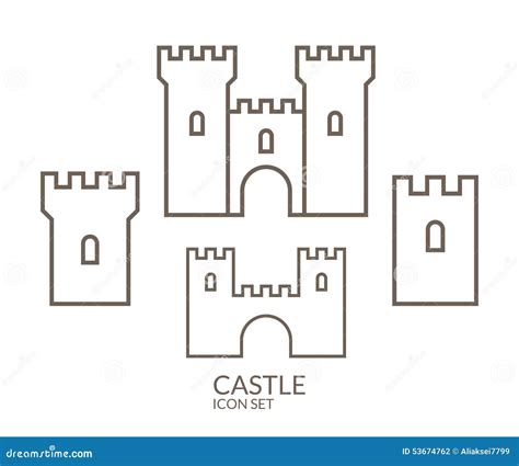 Castle Icon Set Outline Style Stock Vector Image Art Alamy