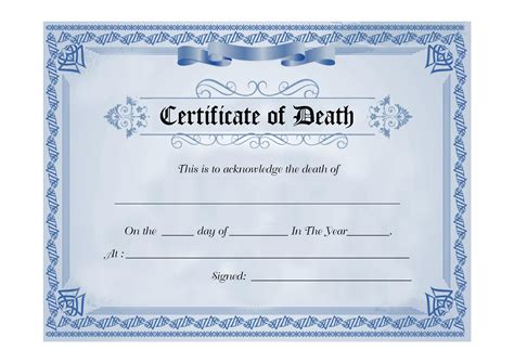 Certificate Of Death Sample Certificate Of