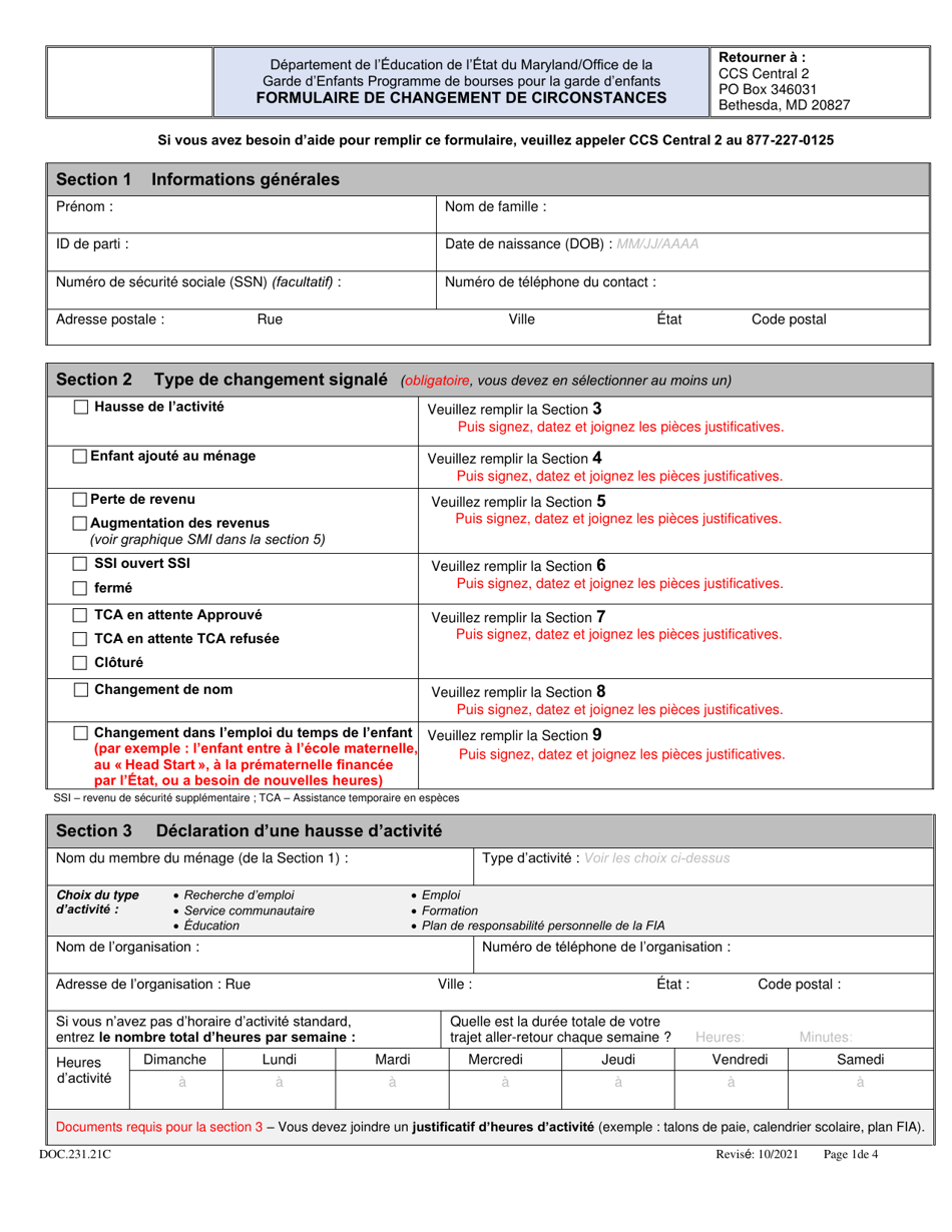 Change Of Circumstance Doc Template Pdffiller