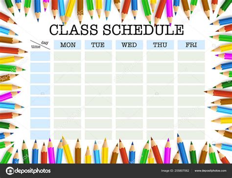 Class Schedule Template Design Cards Design Templates