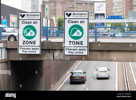 Clean Air Zone Signs Warning Of Penalty Charges Incurred When Driving