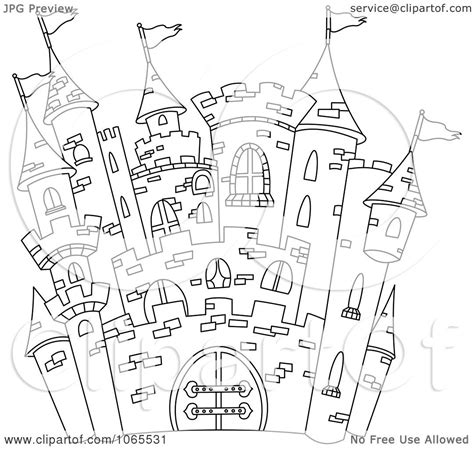 Clipart Outline Of A Castle Royalty Free Vector Illustration By