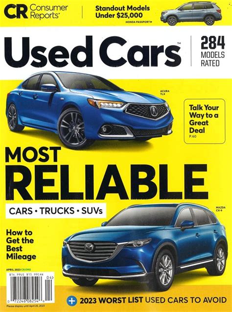 Consumer Reports Magazine April 2023 Most Reliable Cars Trucks Suvs