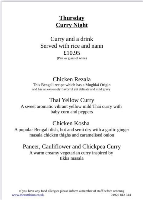 Cuttle Inn Long Itchington Restaurant Menu Prices And Reviews