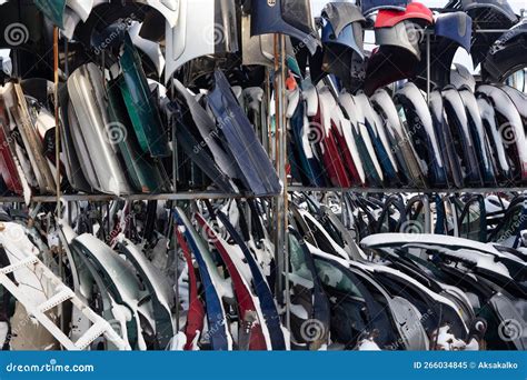 Disassembled Cars On A Car Dump Are On Sale For Spare Parts Stock Image