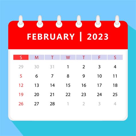 February 2023 Calendar Vector Illustration February 2023 February