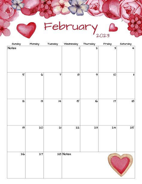 Fillable Editable February Calendar February 2023 Instant Download Etsy