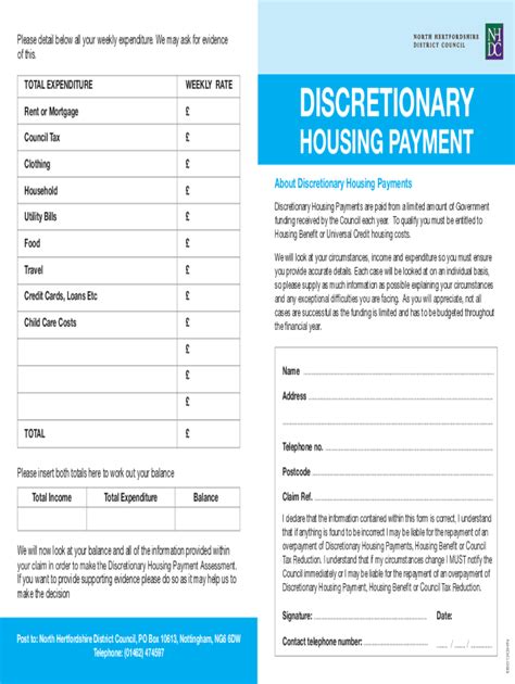 Fillable Online Discretionary Housing Payment Form Including Universal