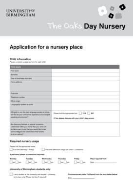 Fillable Online Oaks Nursery Application Form Pdf 168Kb Application Form For The Oaks Day