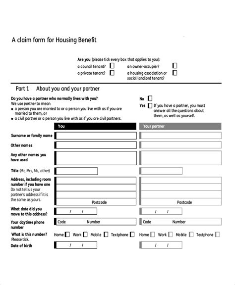 Free 11 Sample Housing Benefit Forms In Pdf Ms Word