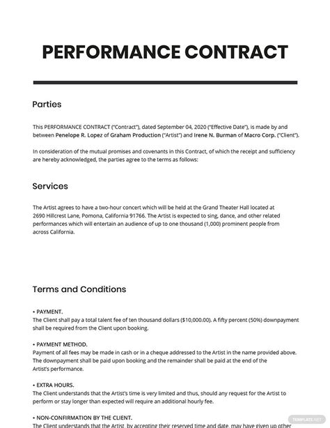 Free 14 Performance Contract Templates In Pdf Ms Word Google Docs