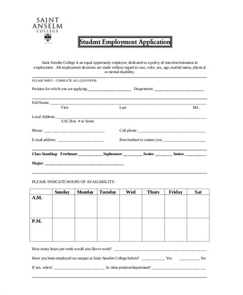 Free 16 Sample Student Application Forms In Pdf Ms Word Excel