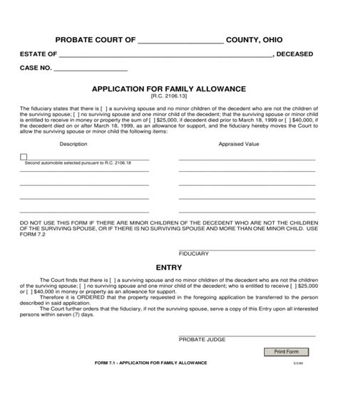 Free 4 Family Allowance Forms In Pdf