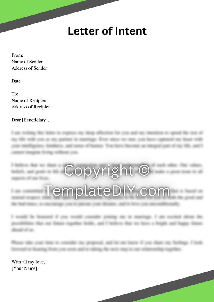 Free Letter Of Intent To Marry Sample Pdf Word Jurizmo