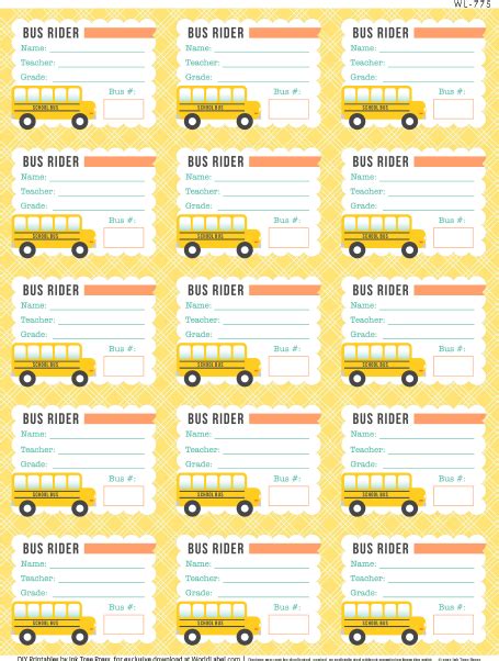 Free Printable Bus Rider Labels For School Kids