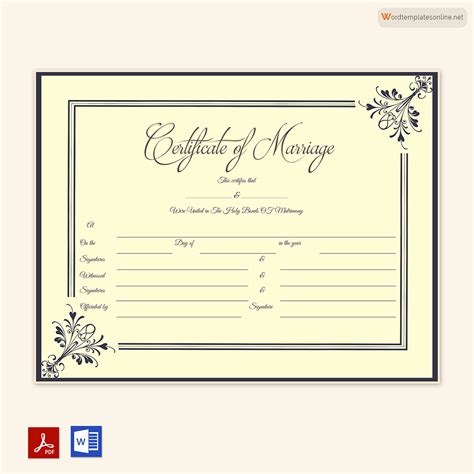 Free Printable Marriage Certificate Templates Word Pdf Editable