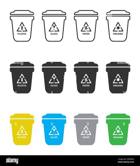 Garbage Different Types Icons Waste Separation Separate Eco Friendly