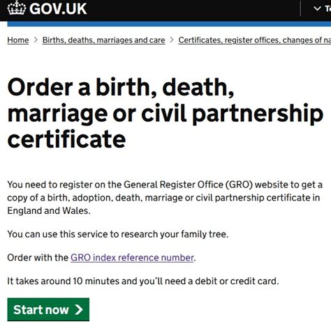 Government Of United Kingdom Order A Birth Death Marriage Or Civil