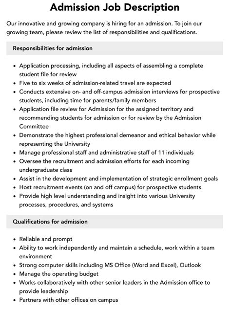 Head Of Admissions Jobs