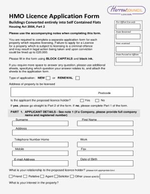 Hmo Licence Application