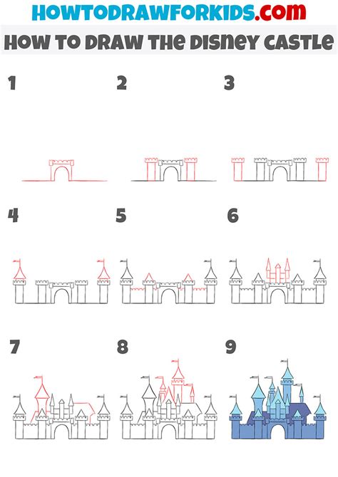 How To Draw The Disney Castle Step By Step