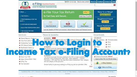 How To Login To Assessee Account In Income Tax E Filing Website Youtube