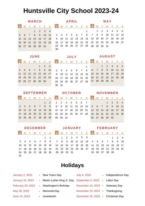 Huntsville City Schools Calendar 2023 24 With Holidays