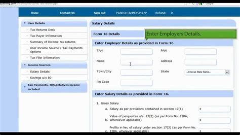 Income Tax Returns Filing Online By Upload Form16 Mp4 Youtube