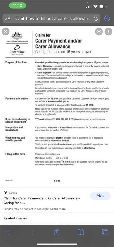 Is Someone Able To Link Me To The Carers Allowance Claim Form I M