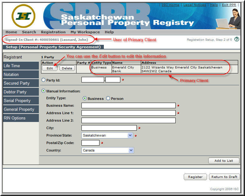 Isc Registration Setup General Registration Types