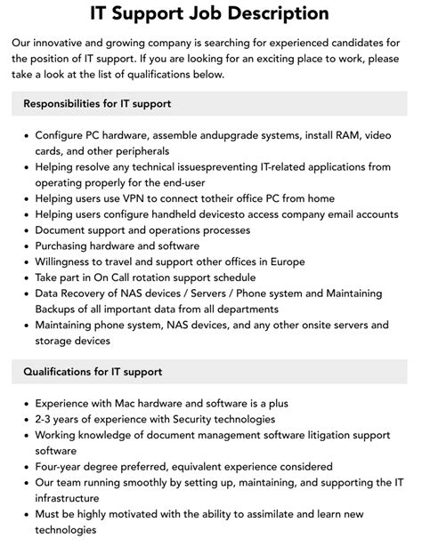 It Support Positions