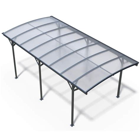 Jinseed 19 Ft X 10 Ft Grey Durable Metal Aluminum Polycarbonate Arch Roof Carport For Driveway And Outdoor Parking Protection L02313a1 The Home Depot