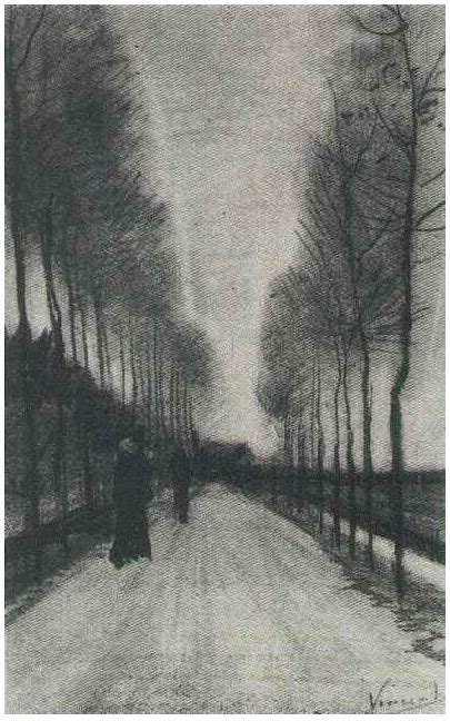 Lane Of Poplars By Vincent Van Gogh 1125 Drawing