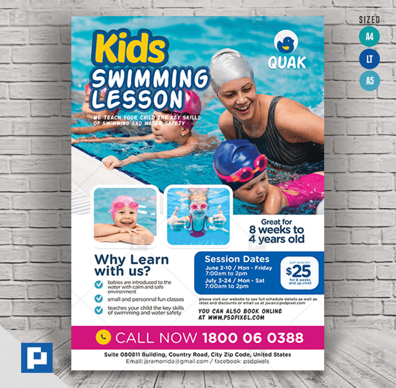 Learn To Swim Flyer Psdpixel