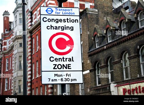 London England Uk Congestion Charging Sign In Central Zone Stock